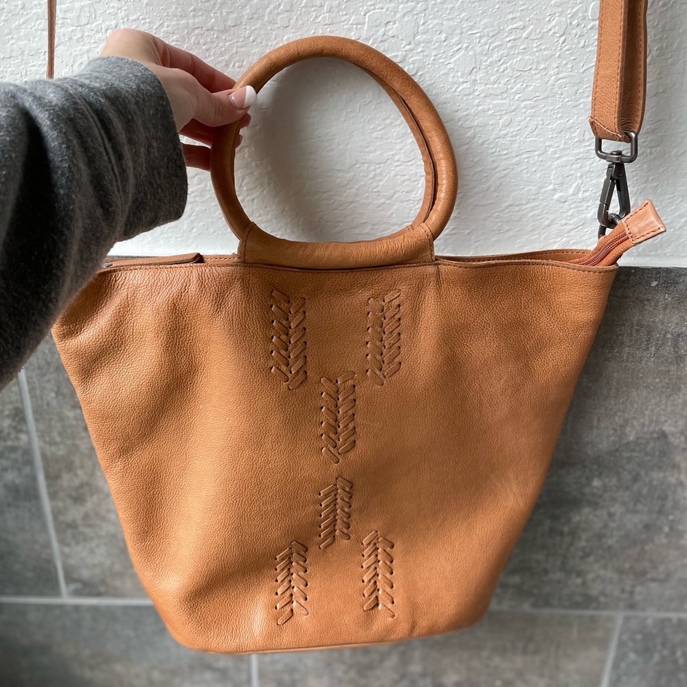 NWOT Free People Latico Leah Leather Crossbody Tote | Brown